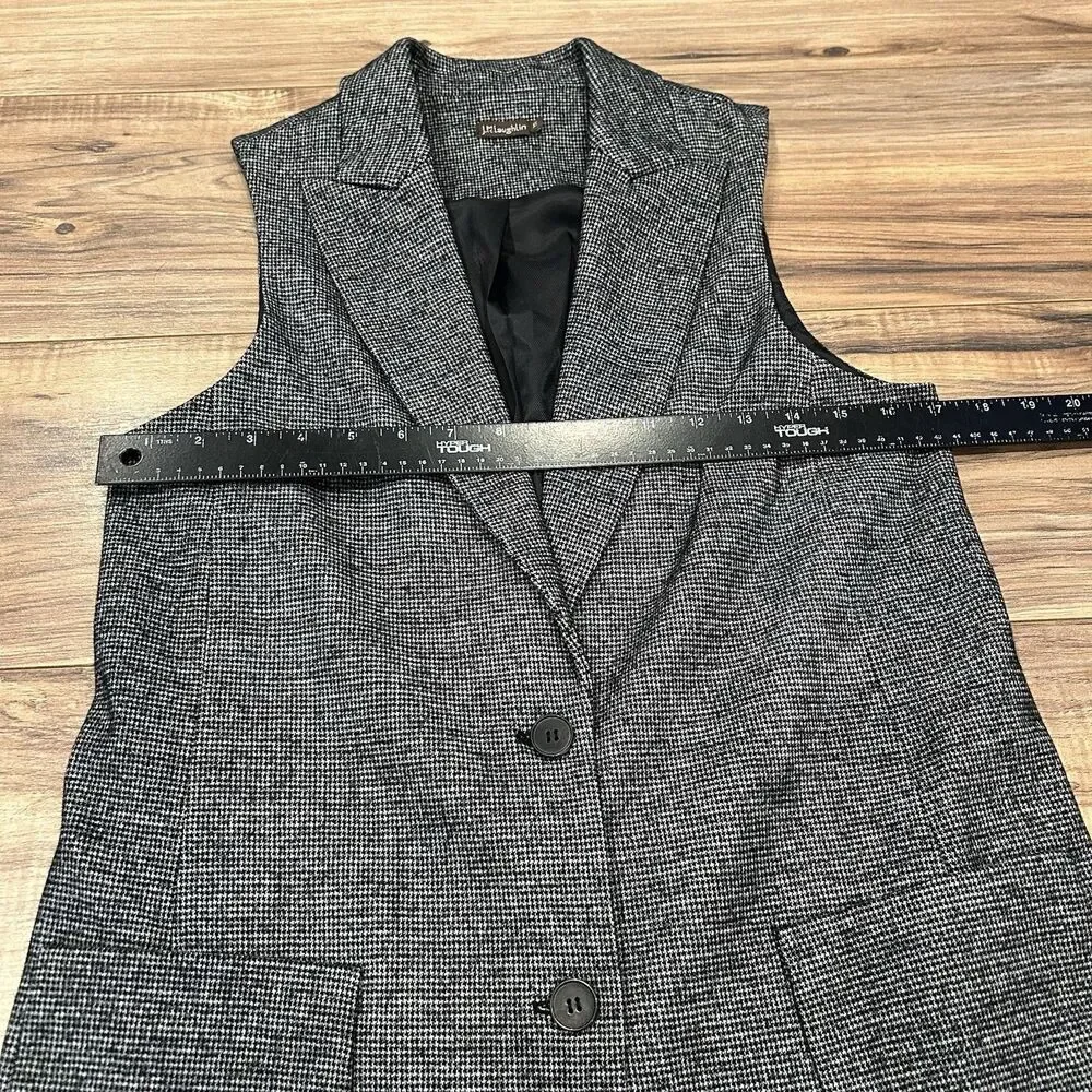 J. Mclaughlin Cate Vest Size XS Tunic Blazer Black White Houndstooth Wool Blend